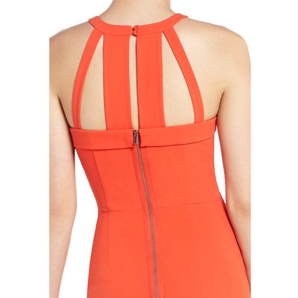 BCBGMAXAZRIA Cocktail Orange, Tangerine Sheath With Cut-out Bodice Sz 4 NWOT - Picture 2 of 9
